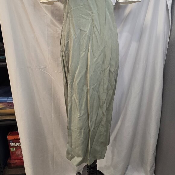 Vintage M.H.M Melissa Harper Dress Size Medium Green & Ivory Rayon & Poly - Picture 6 of 16